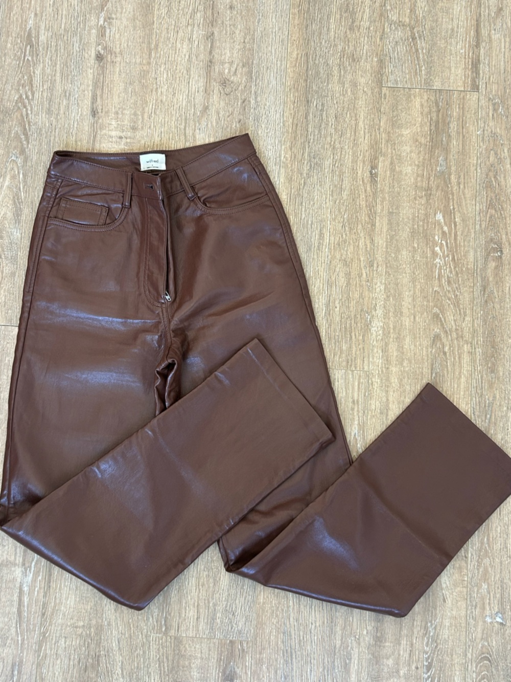 Aritzia Wilfred brown leather pants